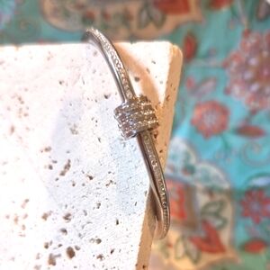 Cubic Zircon Screw-On Bangle Bracelet Luxury Designer-style Stainless Steel